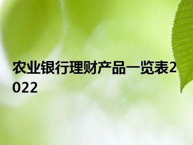 农业银行理财产品一览表2022