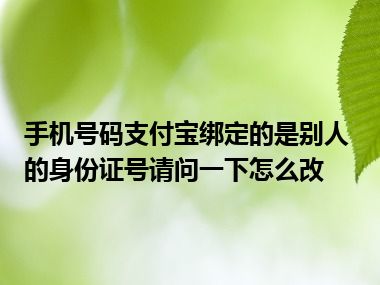 手机号码支付宝绑定的是别人的身份证号请问一下怎么改