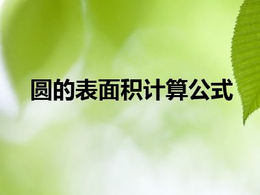 圆的表面积计算公式