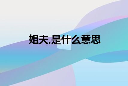 姐夫,是什么意思