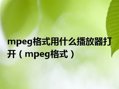 mpeg格式用什么播放器打开（mpeg格式）