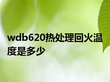 wdb620热处理回火温度是多少