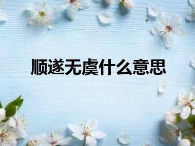 顺遂无虞什么意思