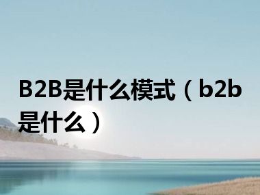 B2B是什么模式（b2b是什么）