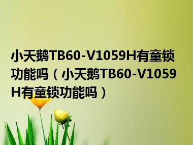 小天鹅TB60-V1059H有童锁功能吗（小天鹅TB60-V1059H有童锁功能吗）