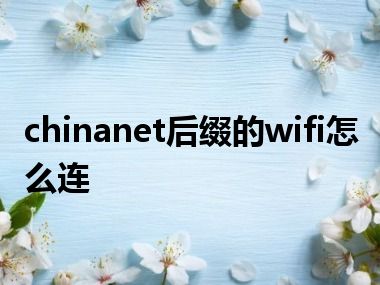 chinanet后缀的wifi怎么连