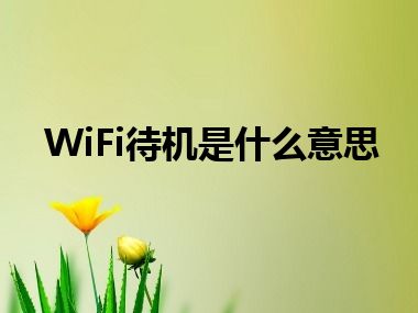WiFi待机是什么意思
