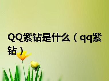 QQ紫钻是什么（qq紫钻）