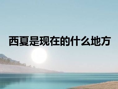 西夏是现在的什么地方