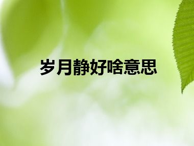 岁月静好啥意思