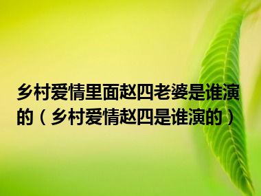 乡村爱情里面赵四老婆是谁演的（乡村爱情赵四是谁演的）