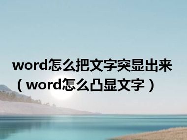 word怎么把文字突显出来（word怎么凸显文字）