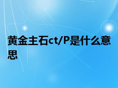 黄金主石ct/P是什么意思