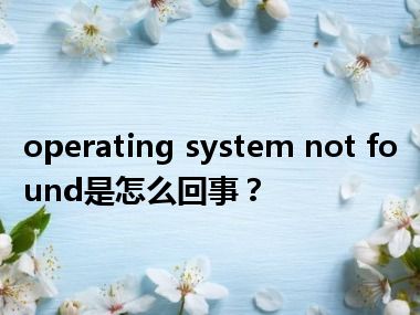 operating system not found是怎么回事？