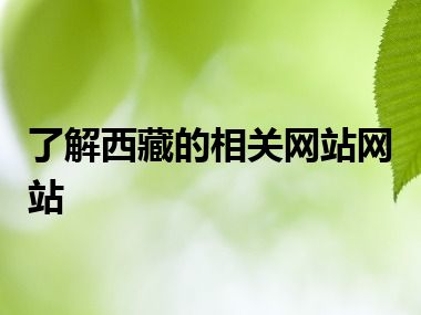 了解西藏的相关网站网站