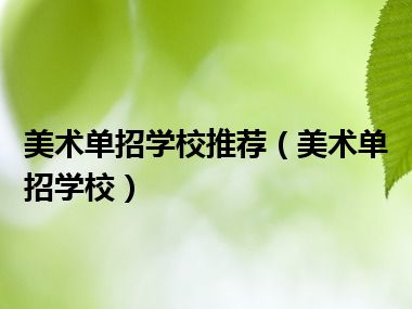 美术单招学校推荐（美术单招学校）