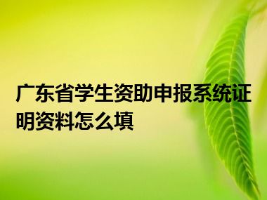 广东省学生资助申报系统证明资料怎么填