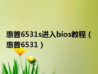 惠普6531s进入bios教程（惠普6531）