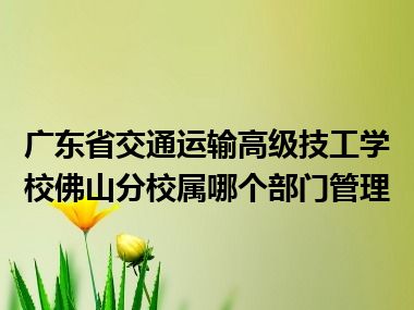 广东省交通运输高级技工学校佛山分校属哪个部门管理