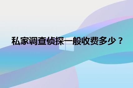 私家调查侦探一般收费多少？