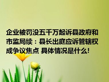 企业被罚没五千万起诉县政府和市监局续：县长出庭应诉管辖权成争议焦点 具体情况是什么!