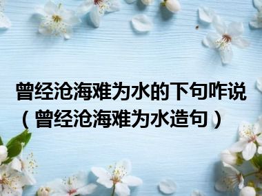 曾经沧海难为水的下句咋说（曾经沧海难为水造句）