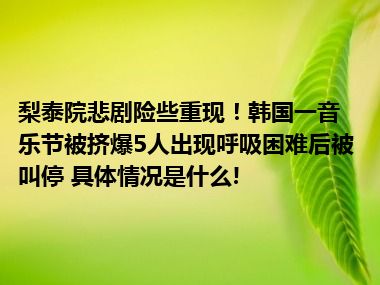 梨泰院悲剧险些重现！韩国一音乐节被挤爆5人出现呼吸困难后被叫停 具体情况是什么!