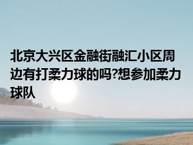 北京大兴区金融街融汇小区周边有打柔力球的吗?想参加柔力球队