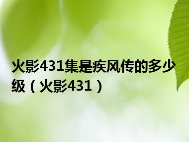 火影431集是疾风传的多少级（火影431）