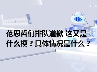 范思哲们排队道歉 这又是什么梗？具体情况是什么？