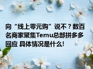 向“线上零元购”说不？数百名商家聚集Temu总部拼多多回应 具体情况是什么!