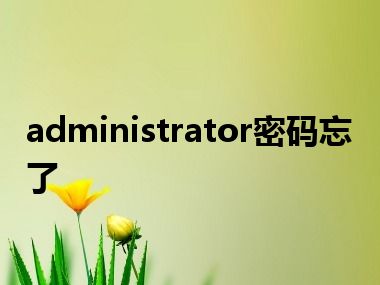 administrator密码忘了