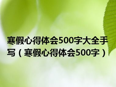 寒假心得体会500字大全手写（寒假心得体会500字）