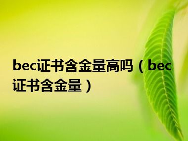 bec证书含金量高吗（bec证书含金量）