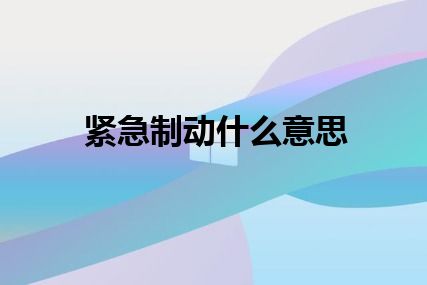 紧急制动什么意思