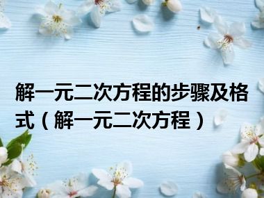 解一元二次方程的步骤及格式（解一元二次方程）