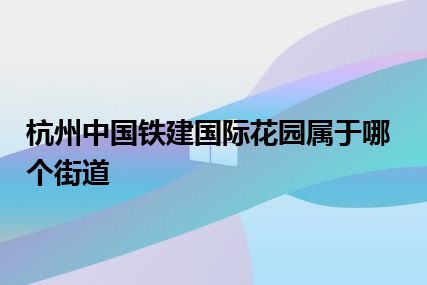 杭州中国铁建国际花园属于哪个街道