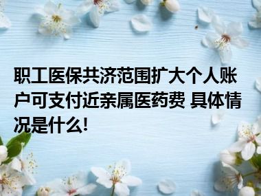 职工医保共济范围扩大个人账户可支付近亲属医药费 具体情况是什么!