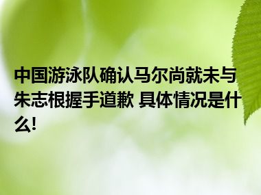 中国游泳队确认马尔尚就未与朱志根握手道歉 具体情况是什么!