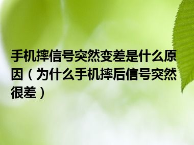 手机摔信号突然变差是什么原因（为什么手机摔后信号突然很差）