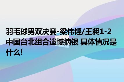 羽毛球男双决赛-梁伟铿/王昶1-2中国台北组合遗憾摘银 具体情况是什么!