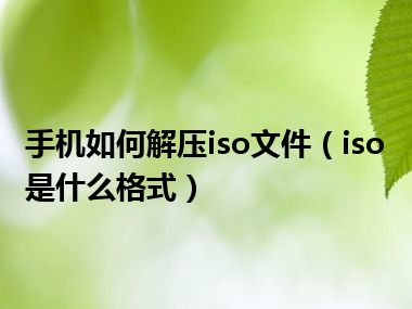 手机如何解压iso文件（iso是什么格式）