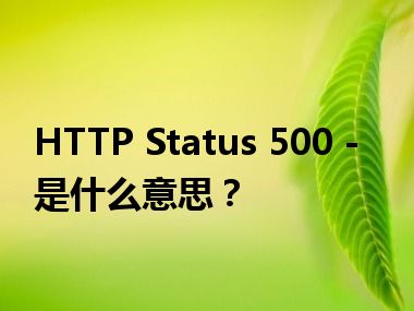 HTTP Status 500 - 是什么意思？