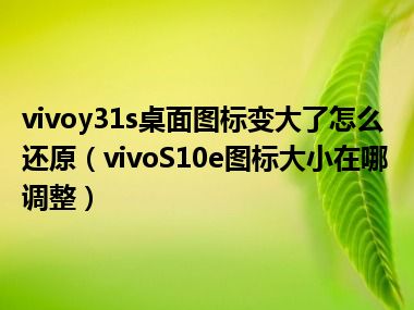 vivoy31s桌面图标变大了怎么还原（vivoS10e图标大小在哪调整）