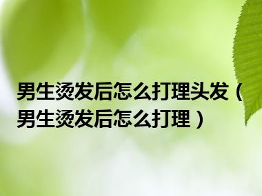 男生烫发后怎么打理头发（男生烫发后怎么打理）