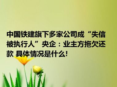 中国铁建旗下多家公司成“失信被执行人”央企：业主方拖欠还款 具体情况是什么!