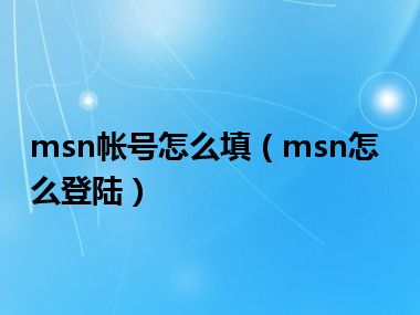 msn帐号怎么填（msn怎么登陆）