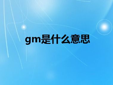 gm是什么意思