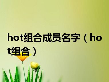 hot组合成员名字（hot组合）