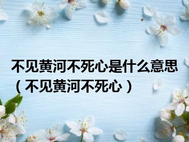 不见黄河不死心是什么意思（不见黄河不死心）